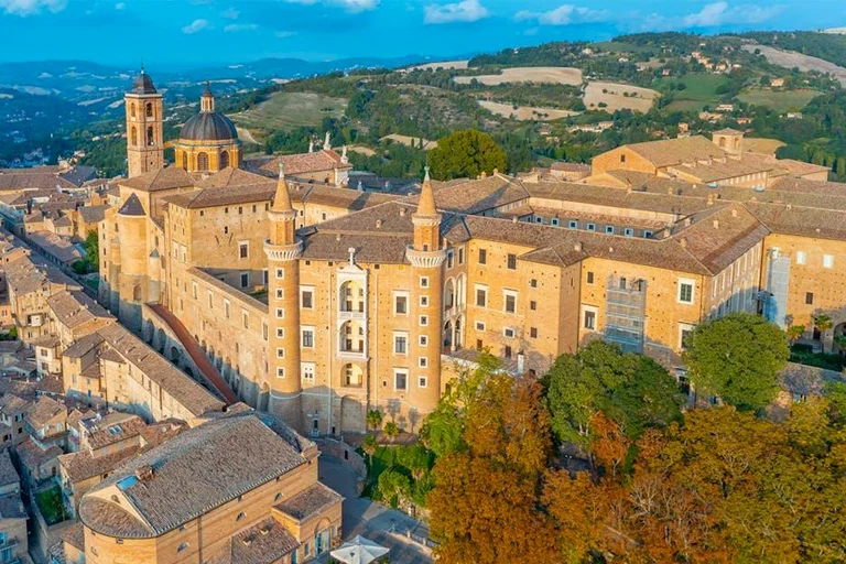 Palazzo Ducale in Urbino Italy aerial view